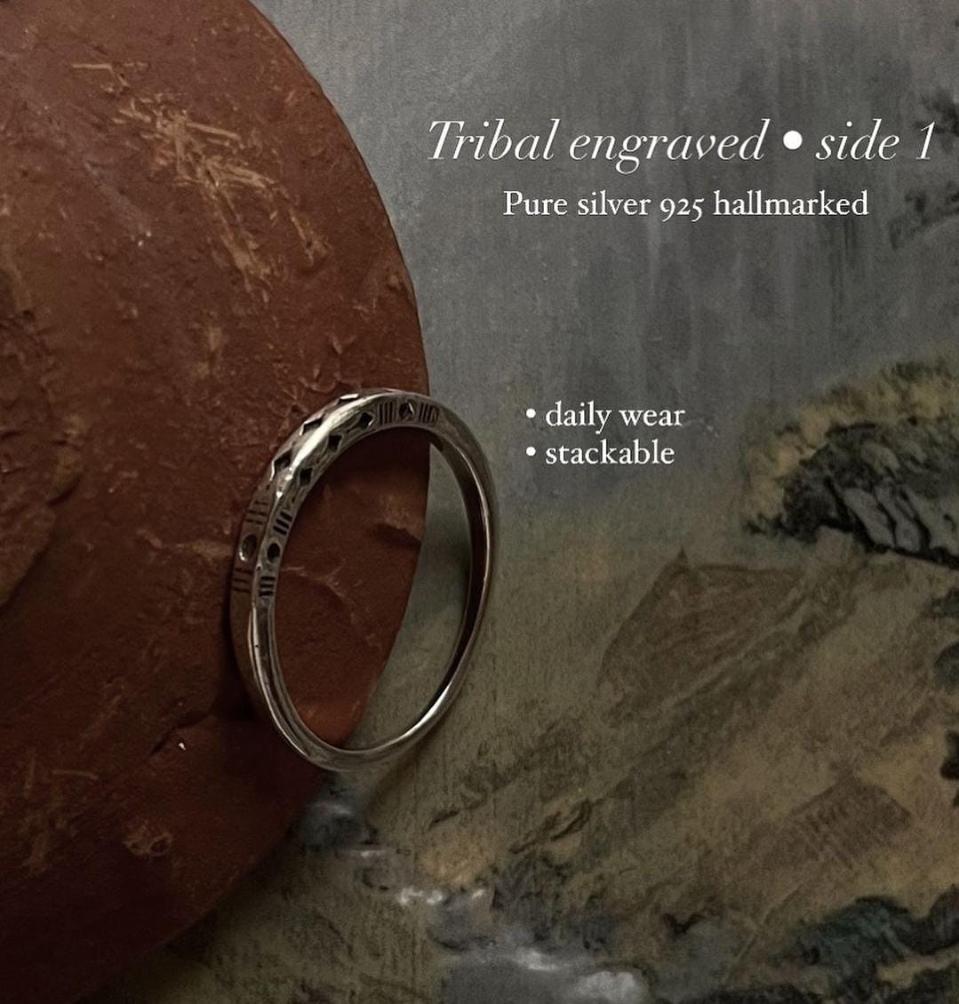 Tribal Engraved Side 1 Ring