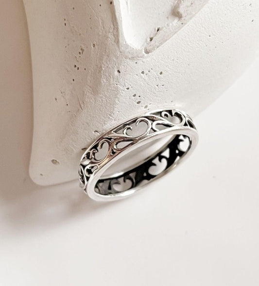 925 Sterling Silver Vintage Filgrie Boho Band Ring