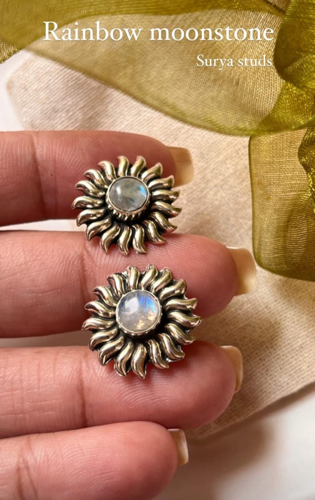 Big Sun Studs Lapis Lazuli 925 Sterling Silver earrings