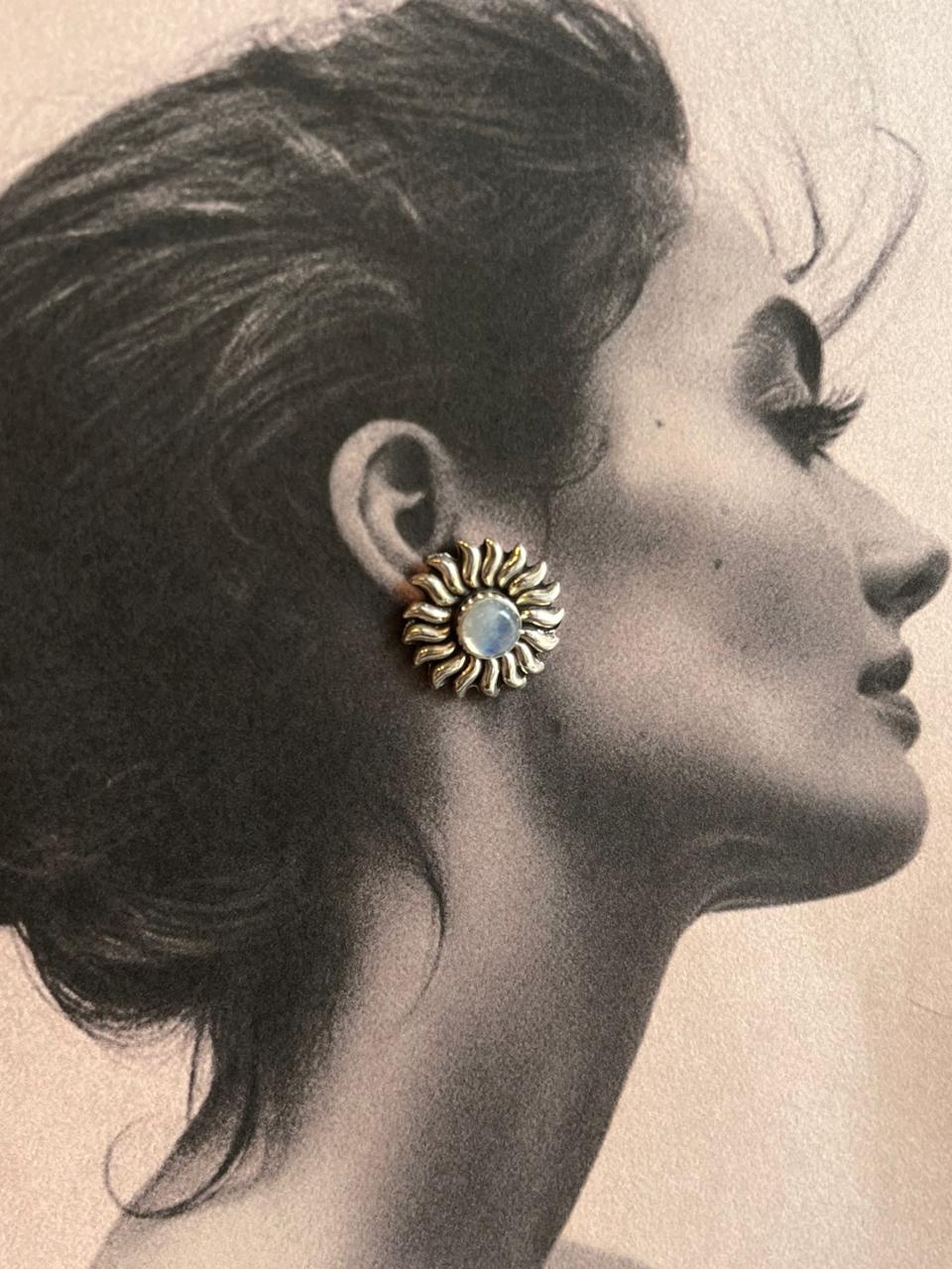 Big Sun Studs Lapis Lazuli 925 Sterling Silver earrings
