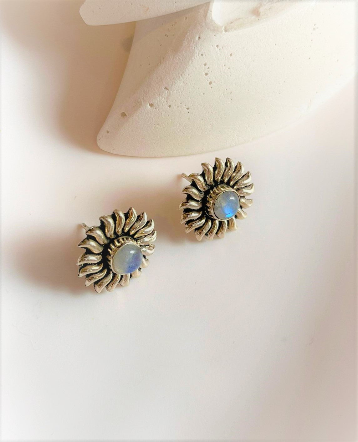Big Sun Studs Lapis Lazuli 925 Sterling Silver earrings