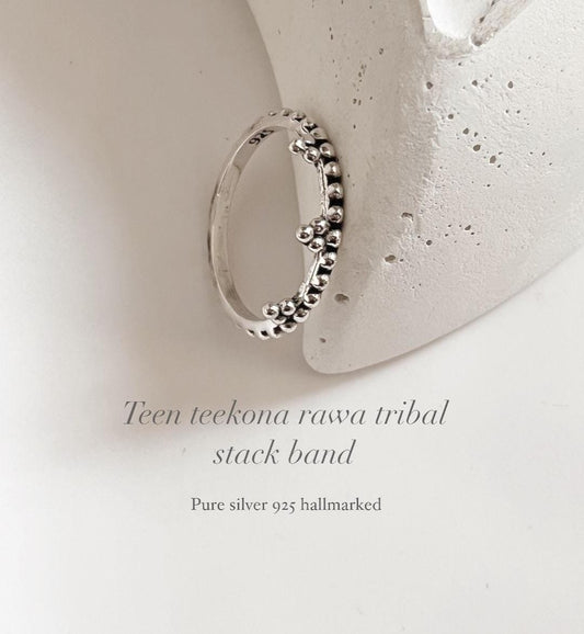 925 Sterling Silver Teen Teekona Boho Band Stackable Ring