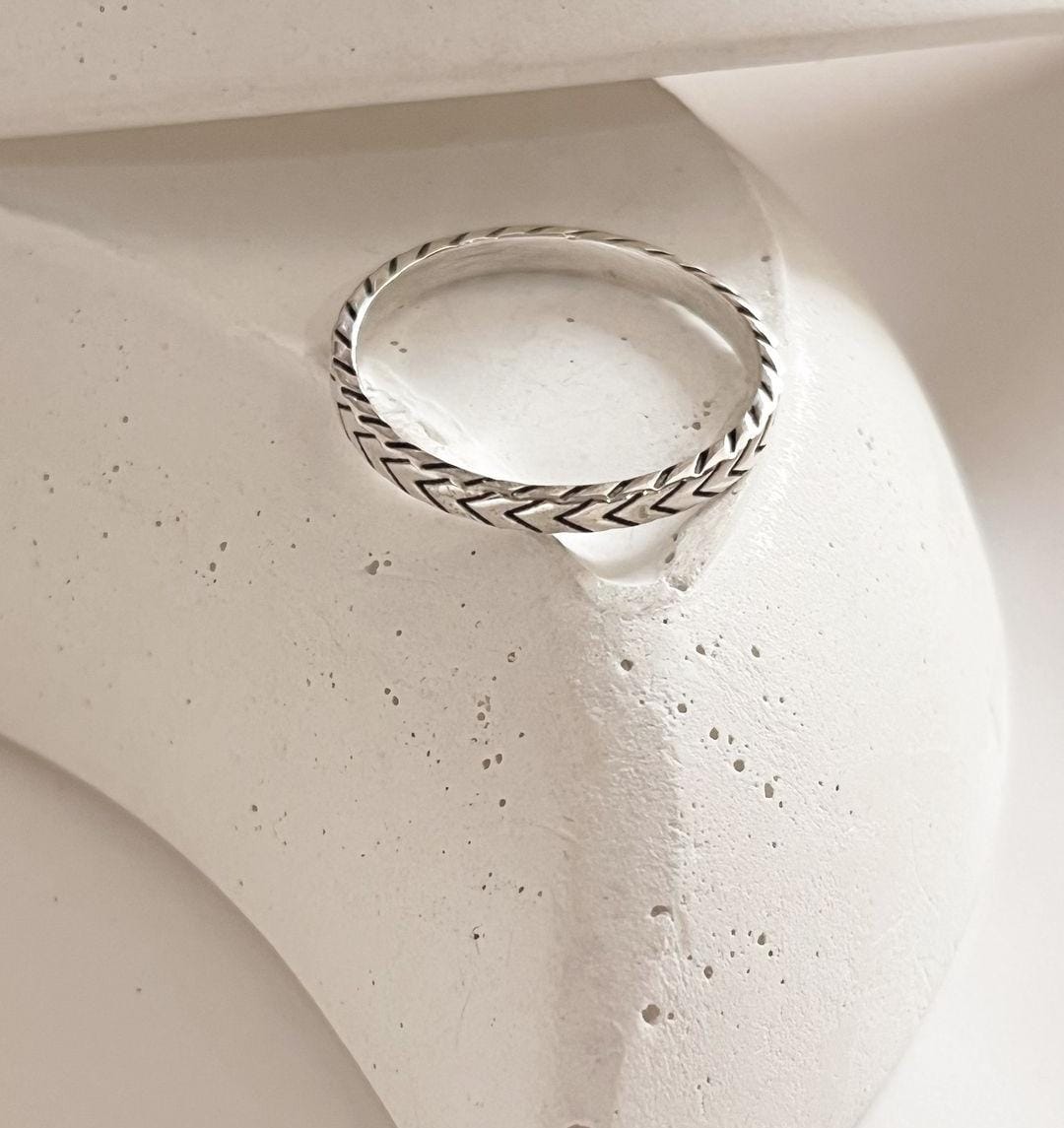V Engraved Tribal Band Ring