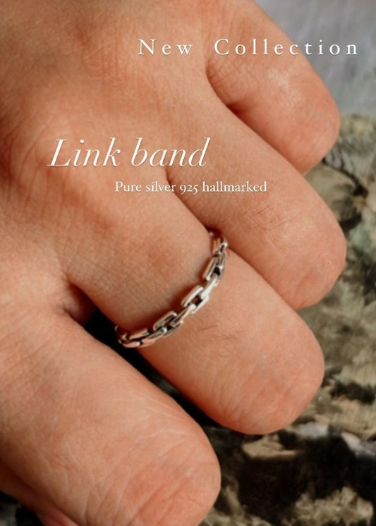 Stackable chain band ring in 925 sterling silver  