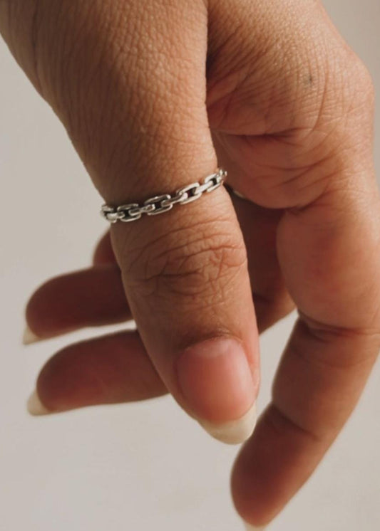 Unisex link band ring in pure 925 Sterling Silver