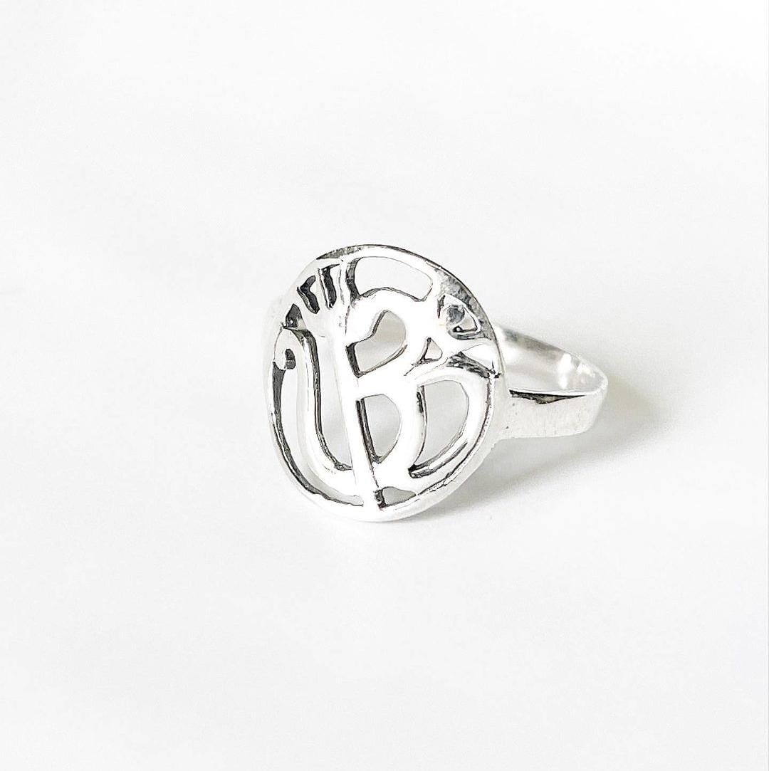 Shiv Shakti Round Silver Ring