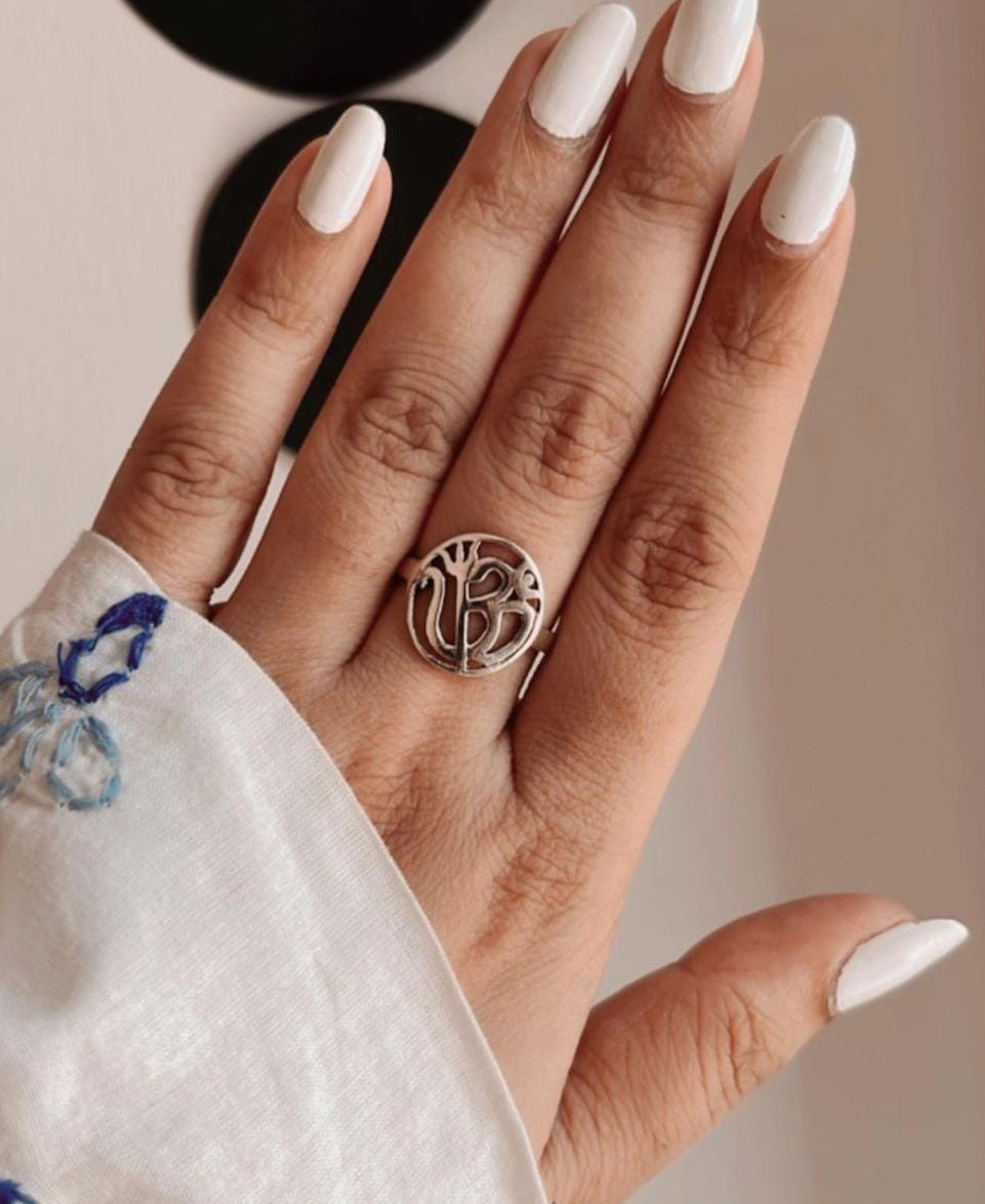 Shiv Shakti Round Silver Ring