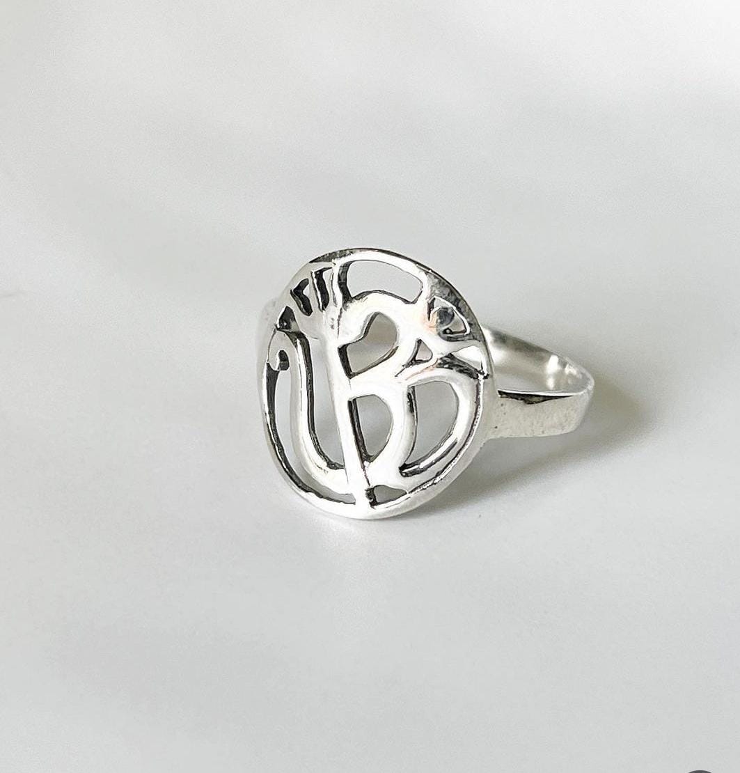 Shiv Shakti Round Silver Ring