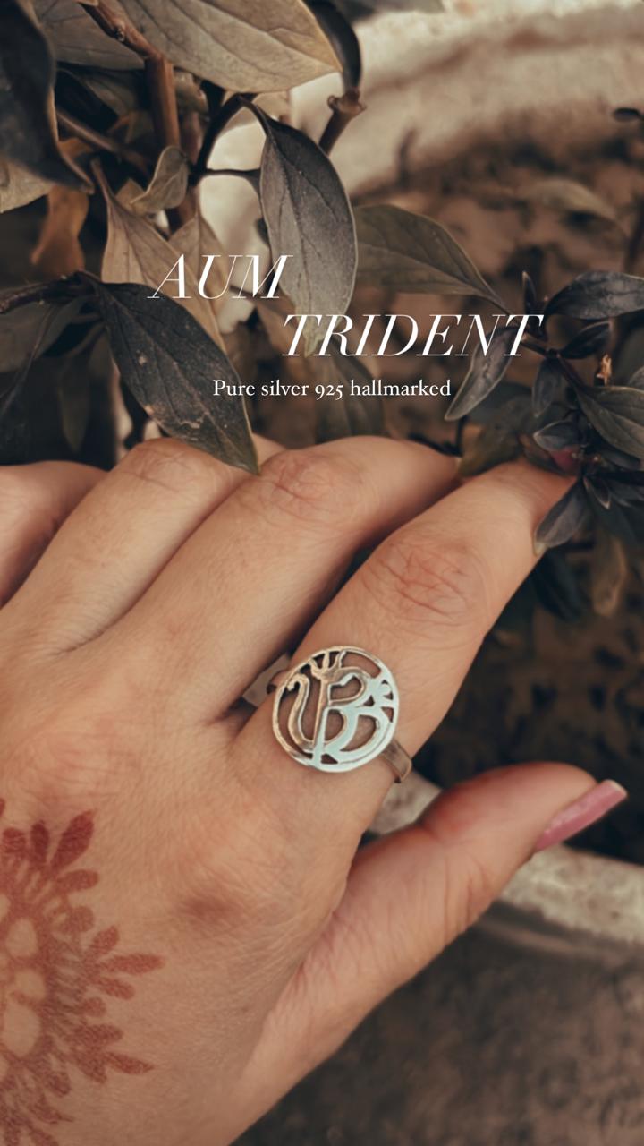 Shiv Shakti Round Silver Ring