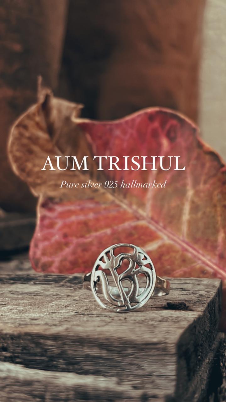 Shiv Shakti Round Silver Ring