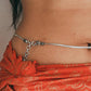 Sophisticated flat snake antique silver waist chain with smooth, polished links