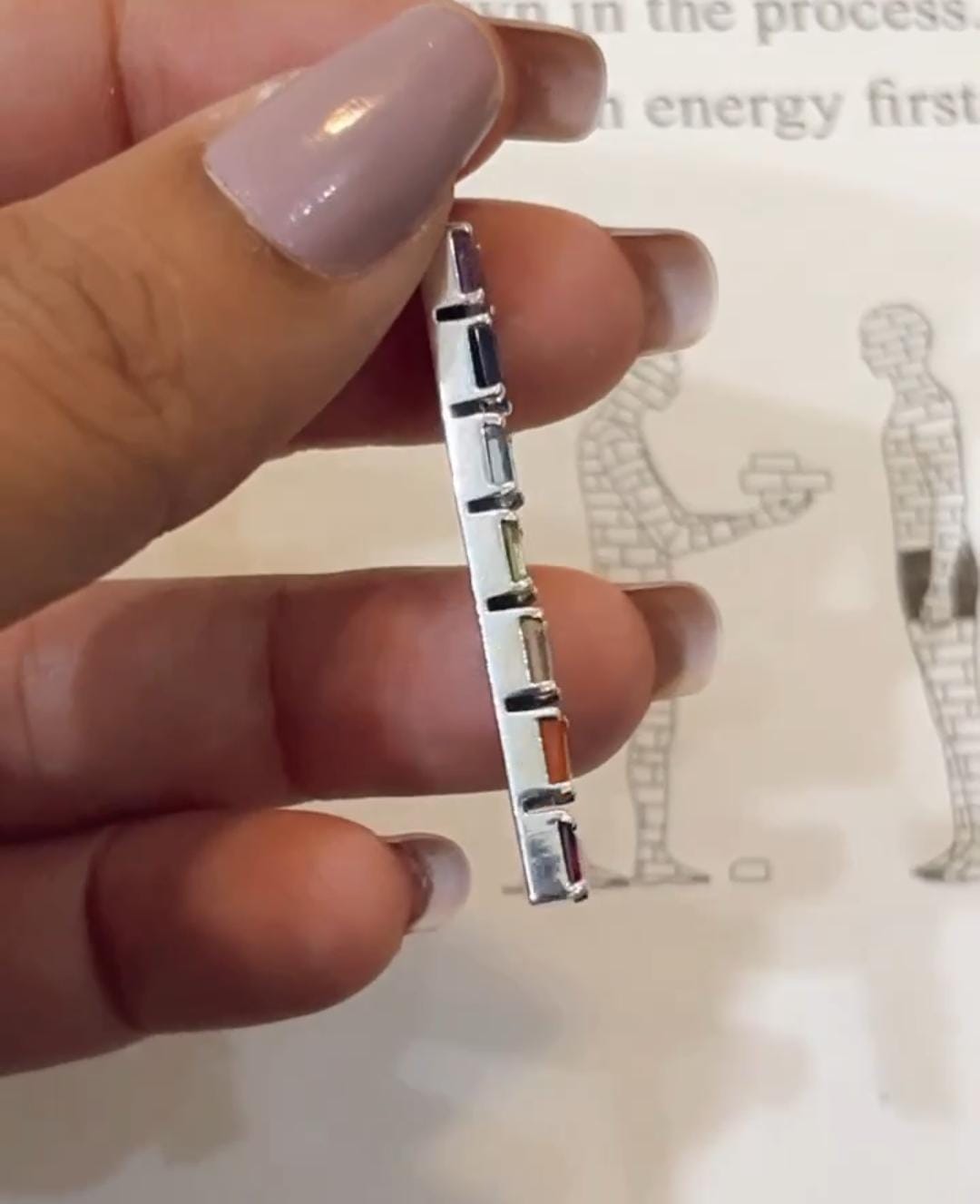 Sterling silver pendant with seven chakra square cut gemstones