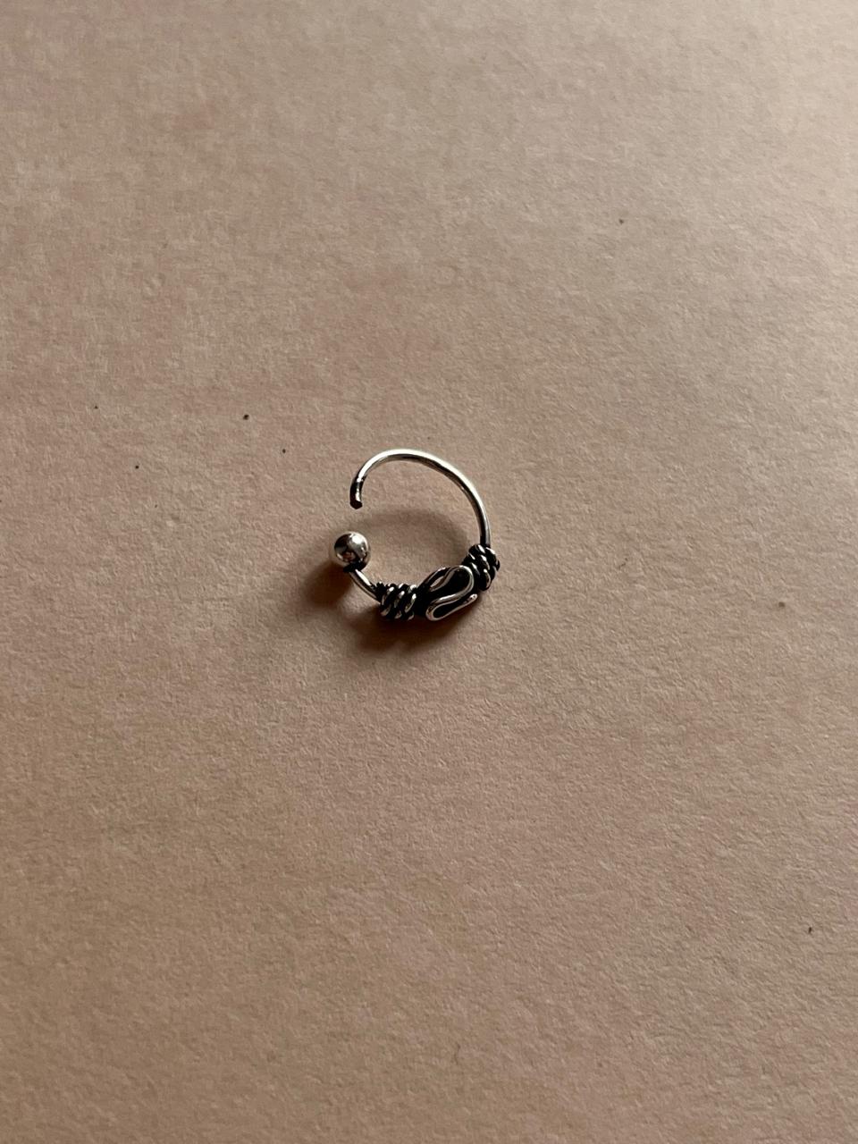Sterling silver boho nose rings set of 5 with an antique touch.