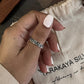 Nature-Inspired Adjustable Silver Ring with Reindeer, Moon, and Forest Design