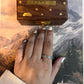 Cozy Forest and Moon Adjustable Silver Ring with Reindeer and Cottage Design