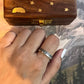 Adjustable Silver Ring for Nature Lovers with Mountains, Pine Trees, and Sun