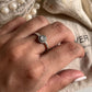 Sterling Silver 925 Moonstone Round Boho Stackable Ring