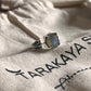 Labradorite Silver Ring with Vintage Checkerboard Pattern