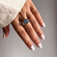 Sterling Silver Labradorite Checkerboard Ring with Vintage Style