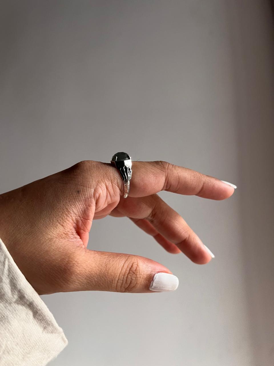 Vintage-Inspired Labradorite Checkerboard Silver Ring