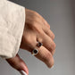 Handcrafted double square smokey quartz ring with silver band