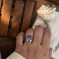 Delicate tanzanite rustic stone ring with bold design