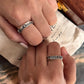 Adjustable Couple Ring with Mountain, Pine Tree, and Moon for Lovers