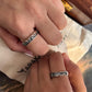 Couple Adjustable Silver Ring with Waves, Moon, Stars, Mountain, Pine Tree, and Sun Design