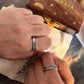 Sterling Silver Couple Ring with Celestial Waves, Moon, Stars, and Natural Mountain Design