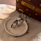Couple Adjustable Silver Ring with Waves, Moon, Stars, Mountain, Pine Tree, and Sun Design