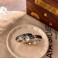 Couple Adjustable Silver Ring with Forest Reindeer, Moon, Cottage, Waves, and Stars Design
