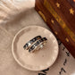Sterling Silver Adjustable Ring with Forest Reindeer, Moon, and Cottage Design