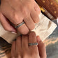 Forest reindeer moon cottage design on an adjustable couple’s silver ring