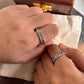 Boho-inspired couple adjustable silver ring with forest reindeer moon theme