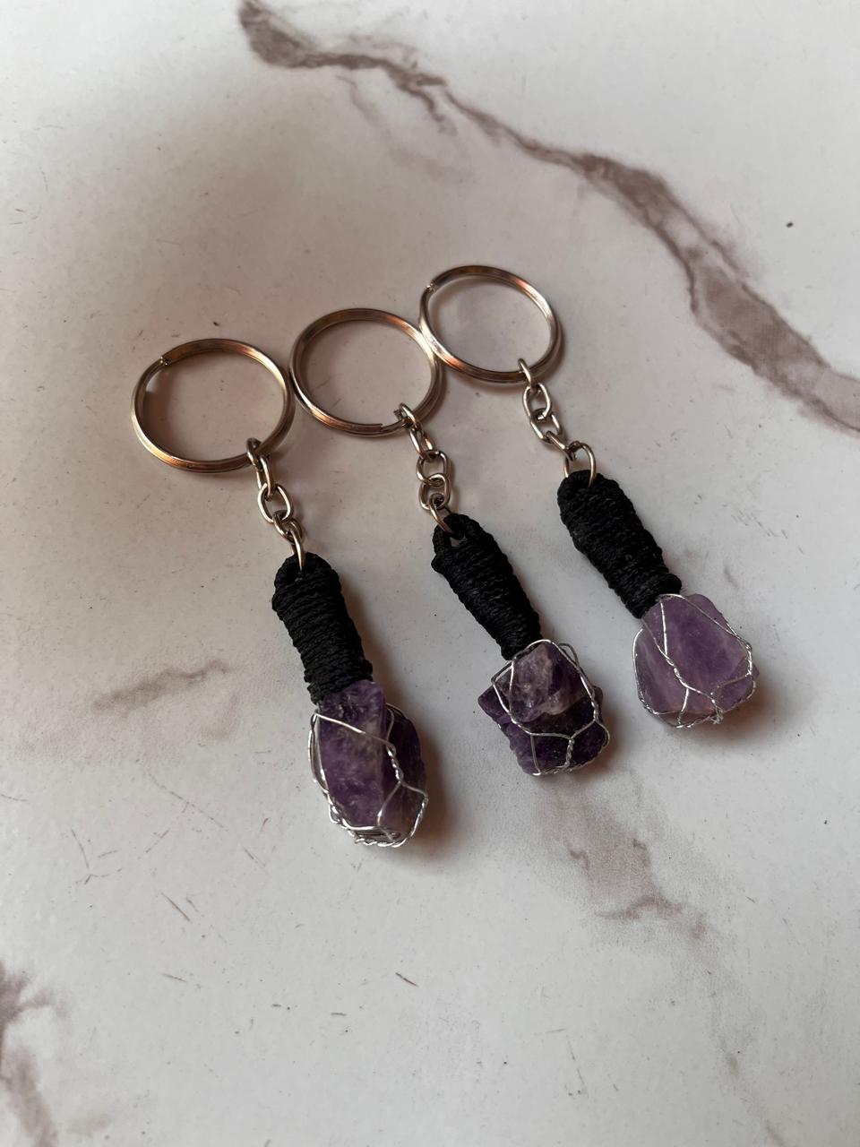 Elegant Key Ring Featuring an Amethyst Gem