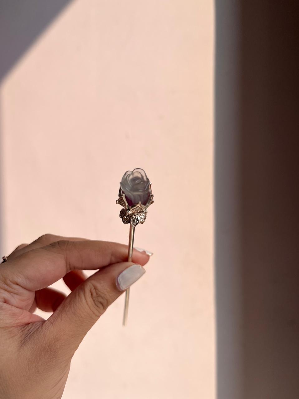 Green Fluorite Crystal Hair Pin for Bun