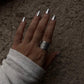 Silver Stack Band Ring with Tribal Textured Design 