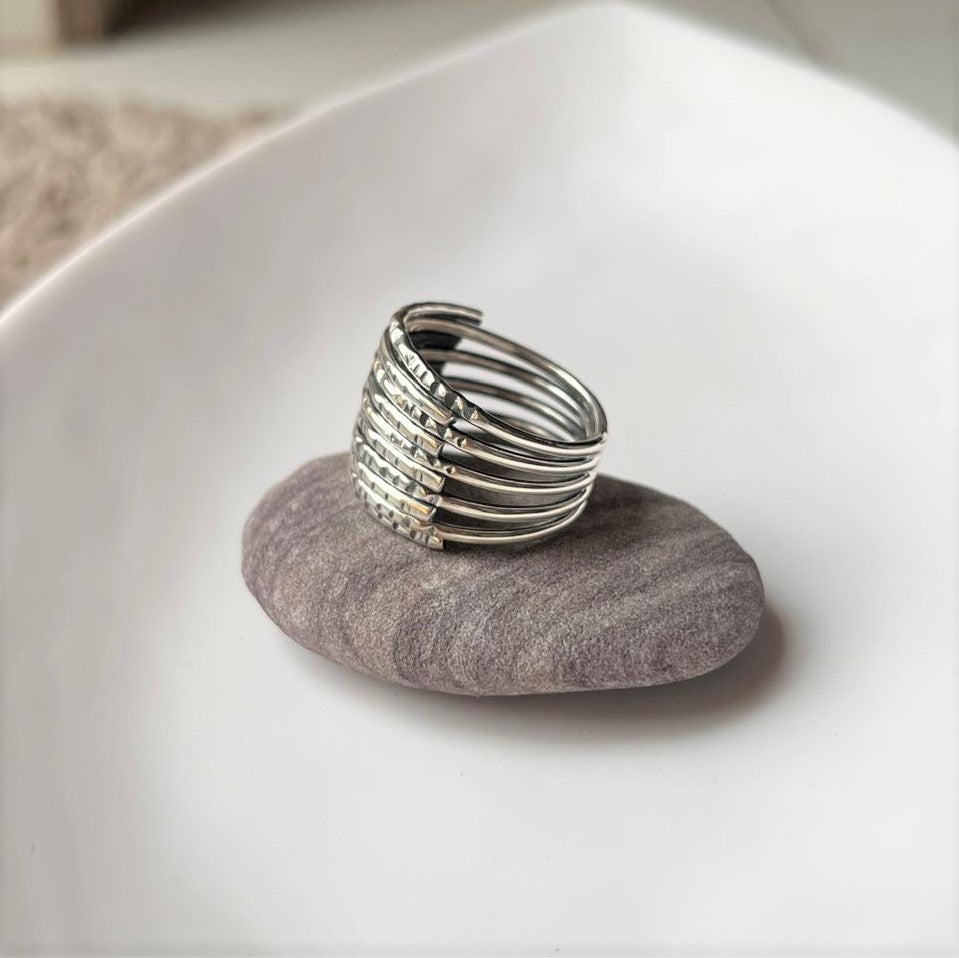 Tribal Wire Stack Band Ring in Sterling Silver