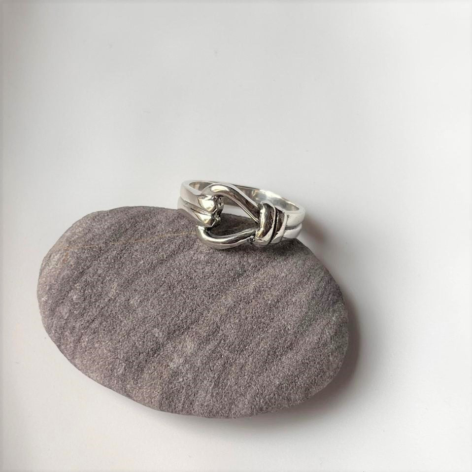 Unisex Sterling Silver Ring with Unique Knot Design