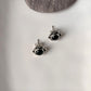 Stylish Small Flower Black Onyx Studs Set in Silver