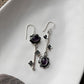 Silver Earrings with Amethyst Stones and Forest-Inspired Designs