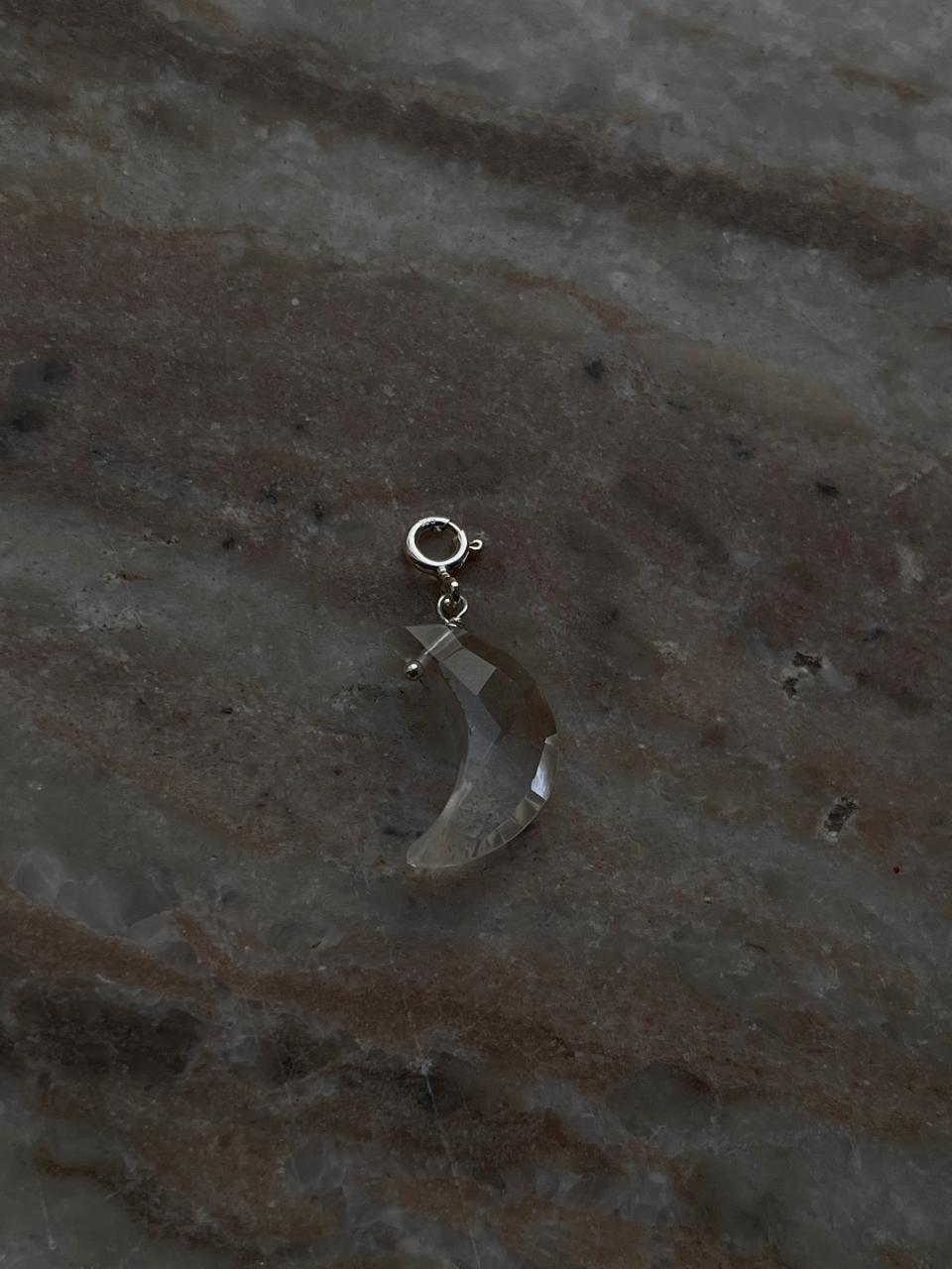 Clear Quartz Crescent Moon Gemstone Charm