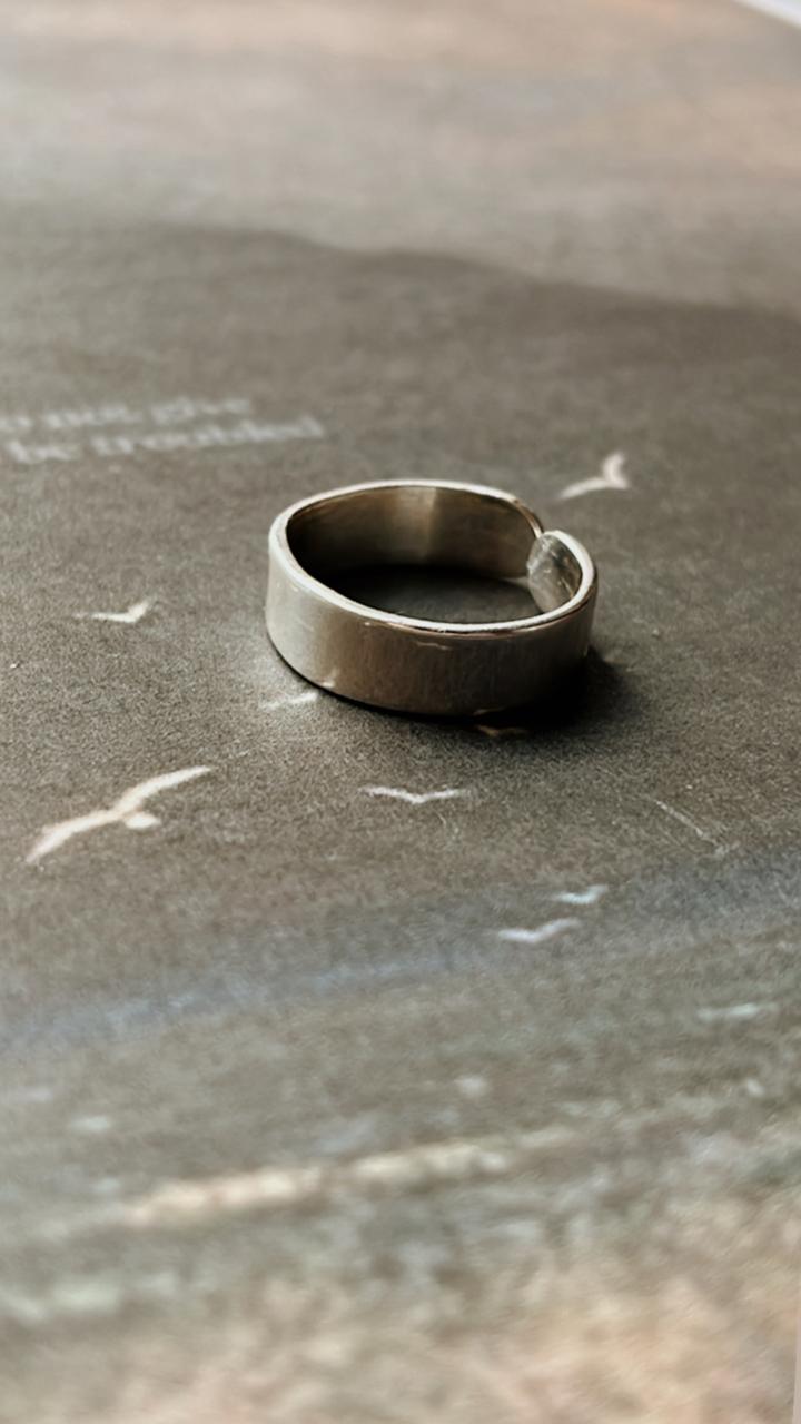 Minimalist Rectangular Adjustable Silver Ring