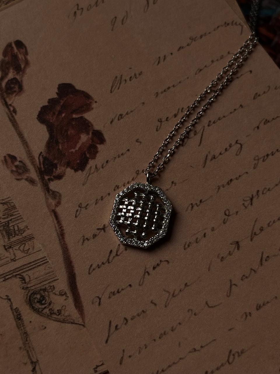 Modern Octagon Silver Pendant Necklace