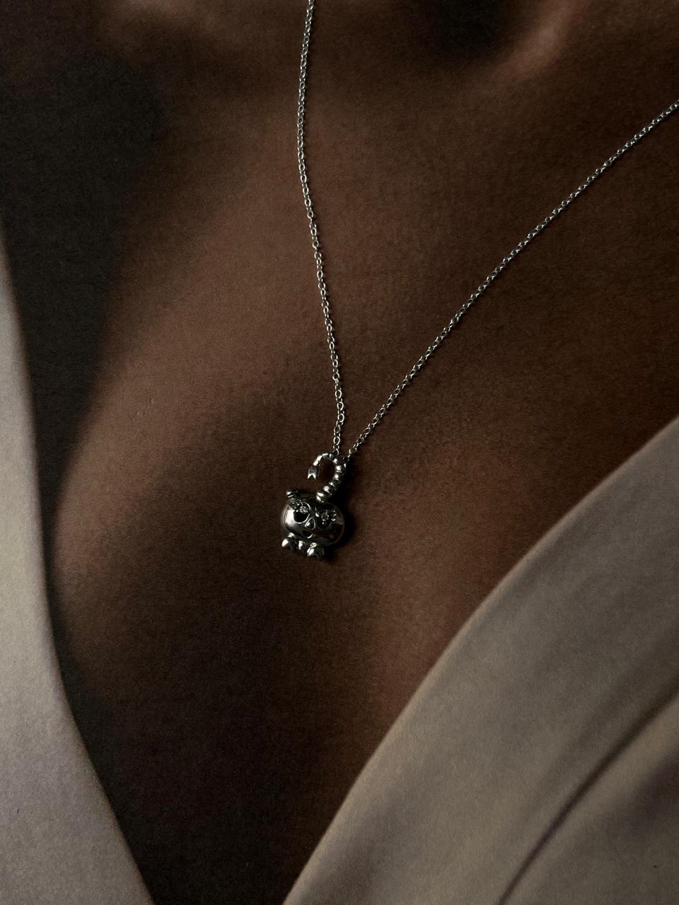Handcrafted crab 2 silver pendant necklace with polished finish