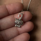Close-up of crab 2 silver necklace with a detailed crab design