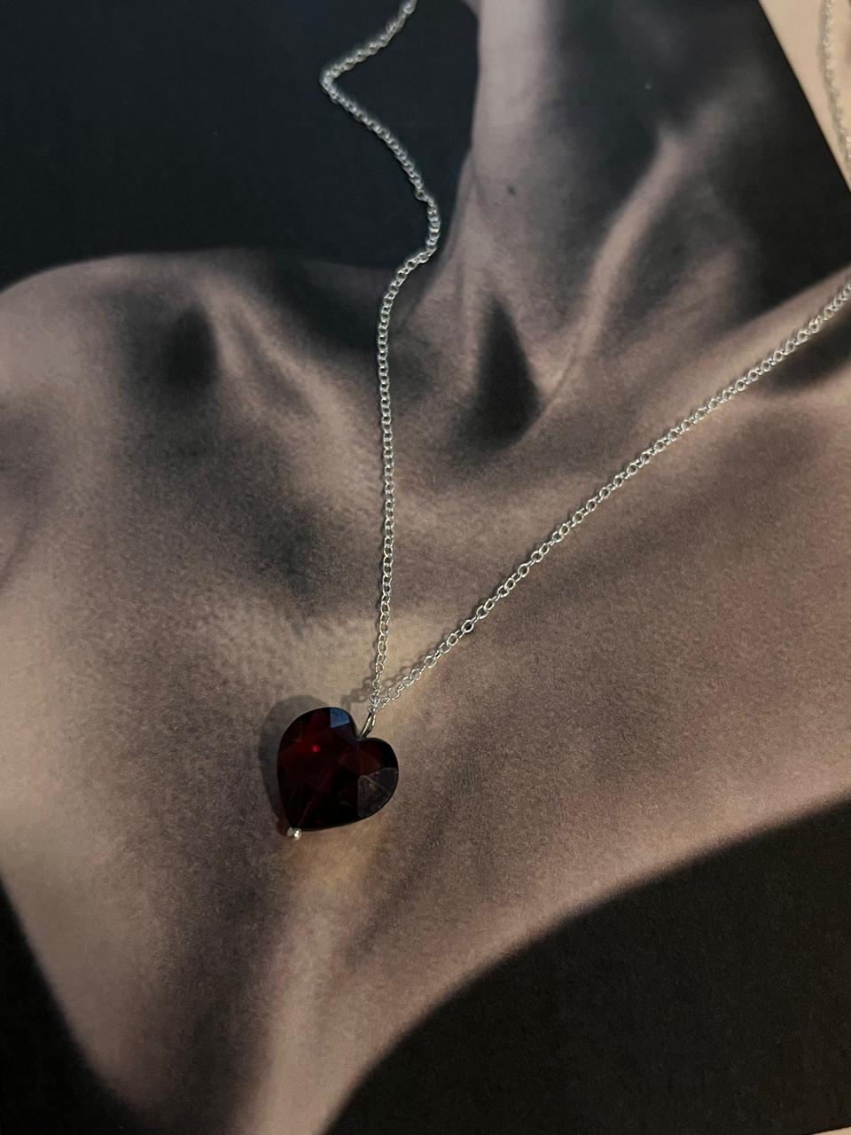 Crystal Garnet Heart Necklace