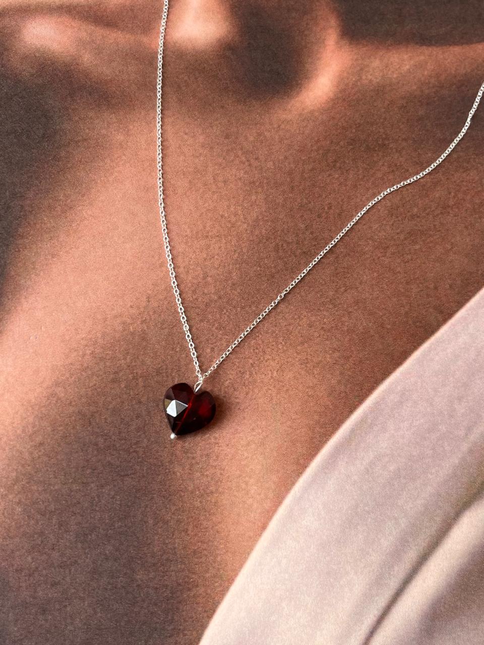 Emotional Healing Garnet Heart Pendant