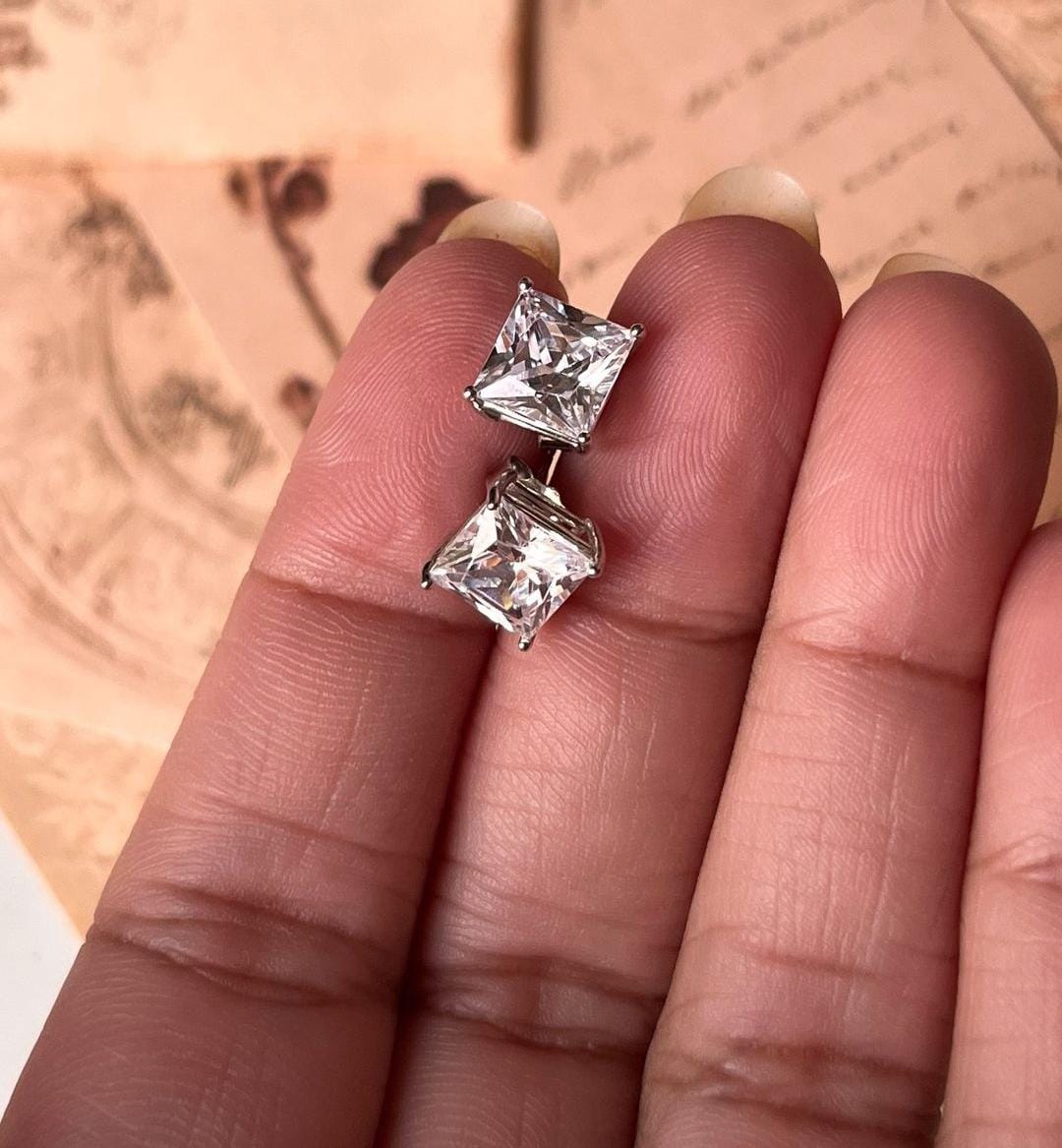 Sterling silver statement studs with white CZ