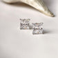 Elegant white CZ square cut silver statement earrings